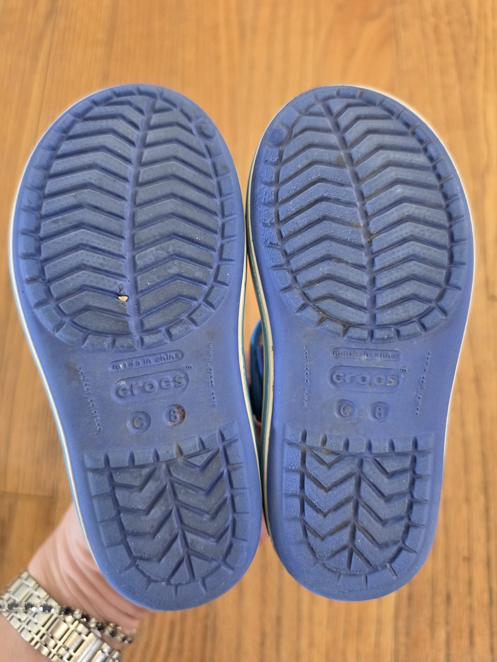 CROCS Kids Two-Tone Blue Sandals with Velcro Strap Size 8C - Picture 4 of 5